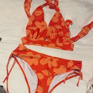 Cider Red and Orange Floral Bikini